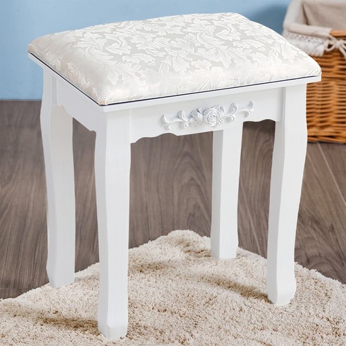 White dressing table stool - white,