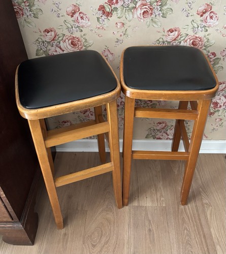 Pair tall retro wooden - of,