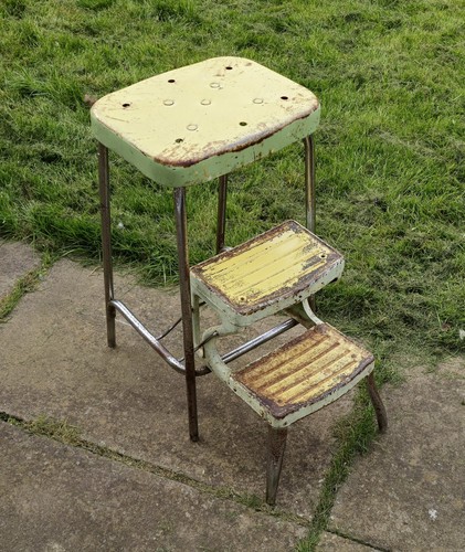 Vintage industrial metal step - metal,
