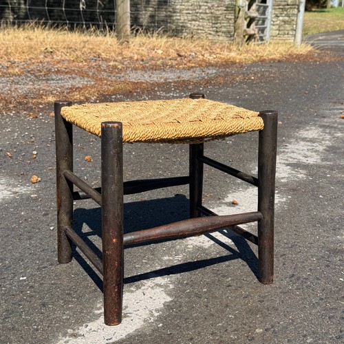 Vintage beech stool rush - vintage,