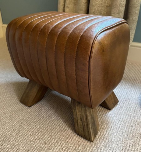 Brown leather stool - brown, /
