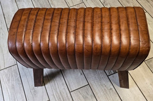 Brown leather stool - brown, /