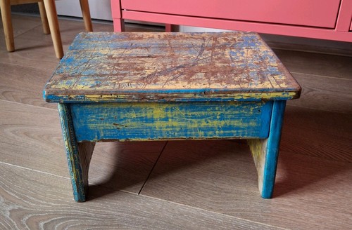 Vintage blue yellow wooden - blue,