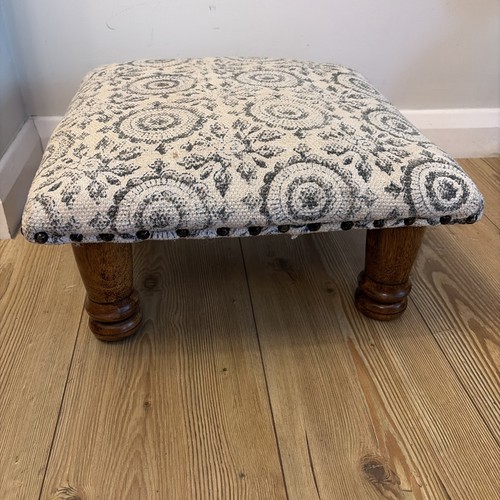 Vintage fabric top stool with - vintage,