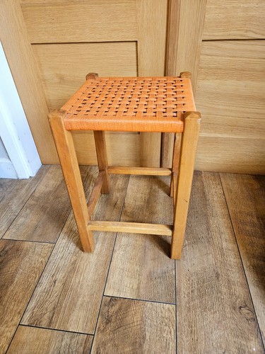 Retro 1960s woven stool - woven,