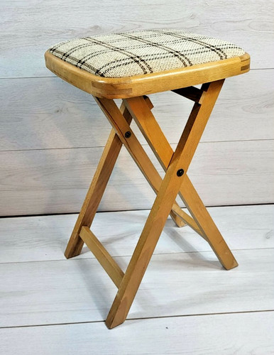Vintage wooden folding stool - vintage,