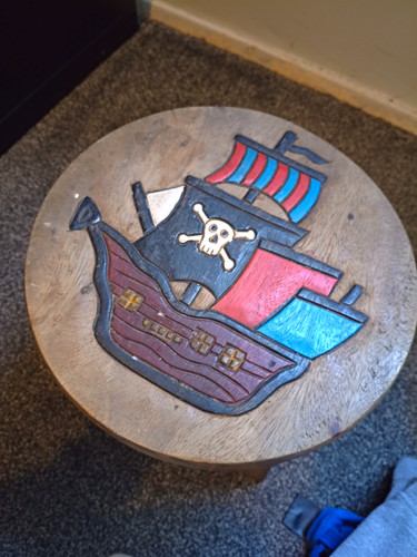 Pirate stool wooden - pirate, round